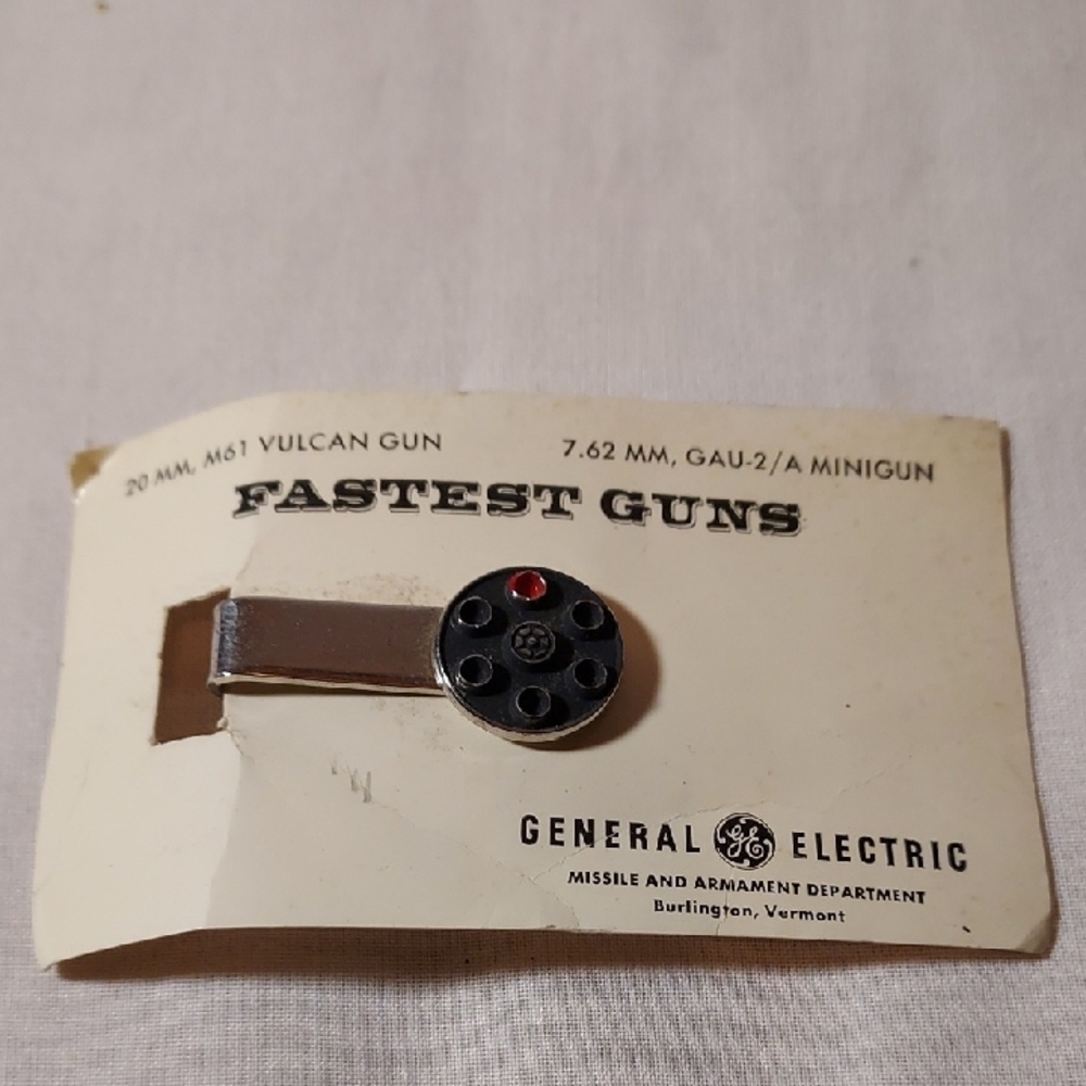 Vintage General Electric Vulcan Gun Tie Clip Burlington Vermont